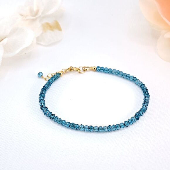 Sparkling London Blue Topaz Bracelet, 14k Gold Filled, Fast Shipping - Picture 1 of 11